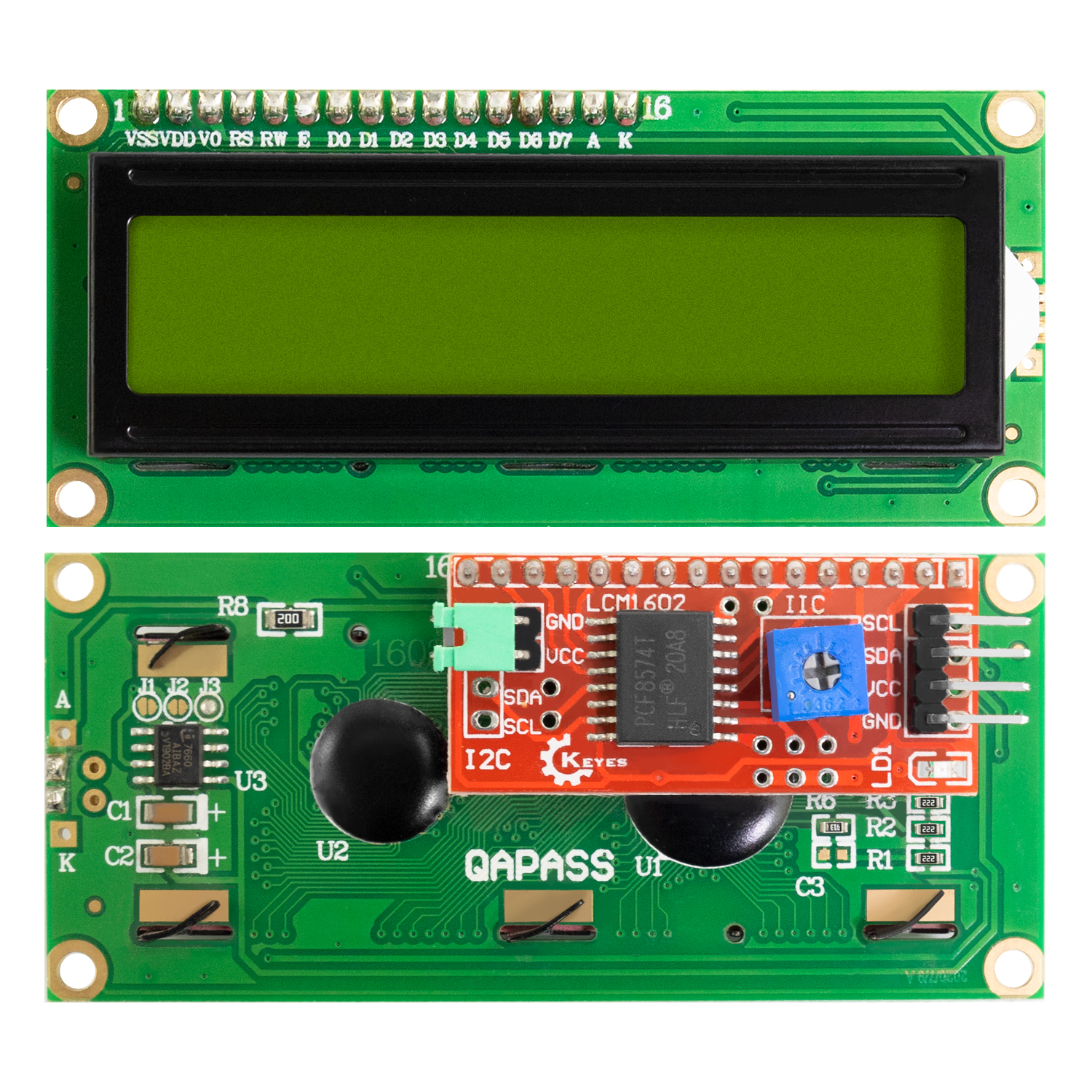 I2C Lcd Display - KEYES DC 3.3V LCD1602+I2C Module Yellow