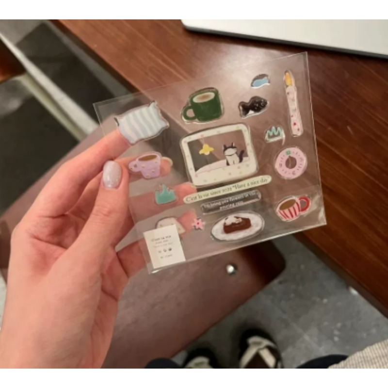 Cute Black Cat Clock Sticker S - Diy Electronic ulasan dan harga