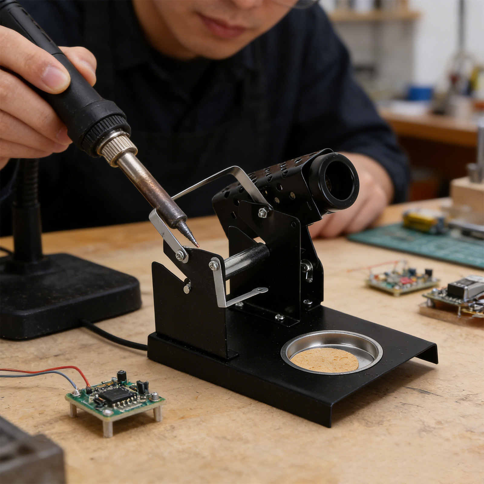 Soldering Iron Stand with Spon - Diy Electronics Workstation ulasan dan harga