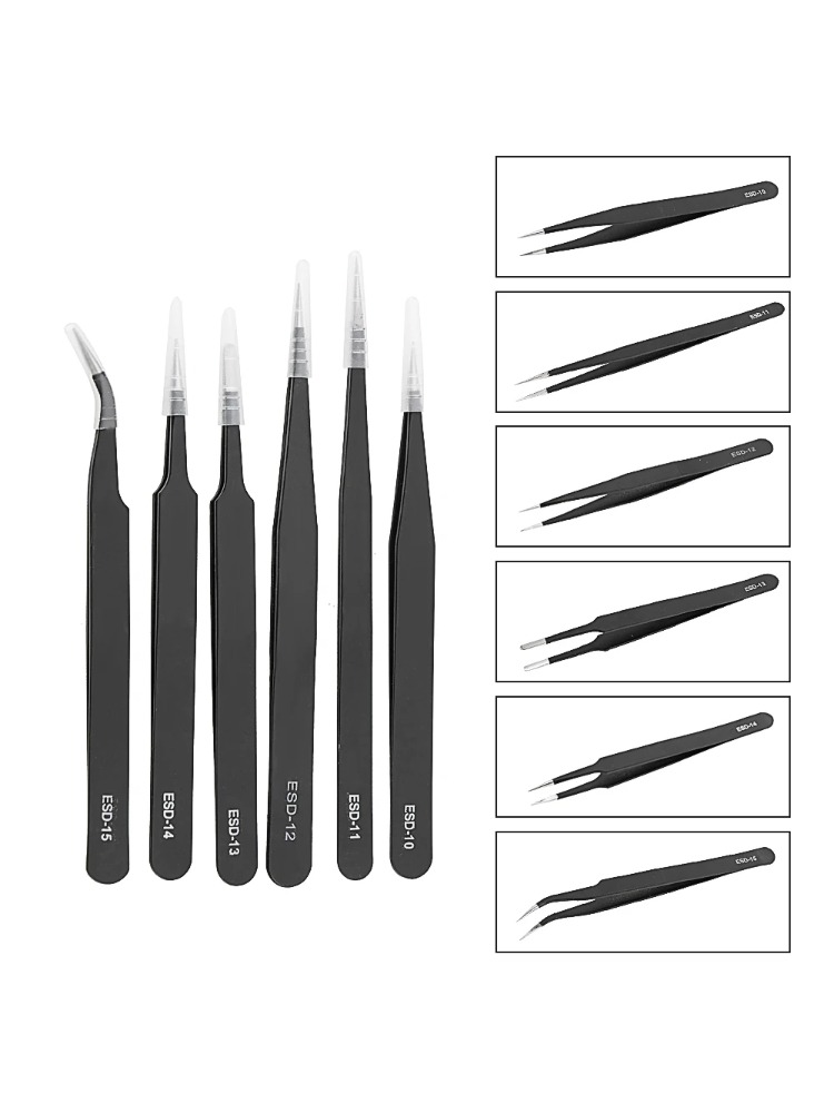 6pcs Precision Tweezers Set ES - Soldering Iron Kit ulasan dan harga