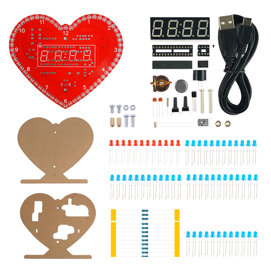 DIY Kits Heart Shaped 4-Digit  - Learn Diy Electronics ulasan dan harga