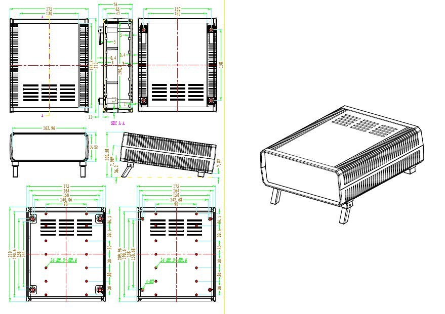 210*175*65mm ABS plastic enclo - Diy Box Electronics Mall ulasan dan harga