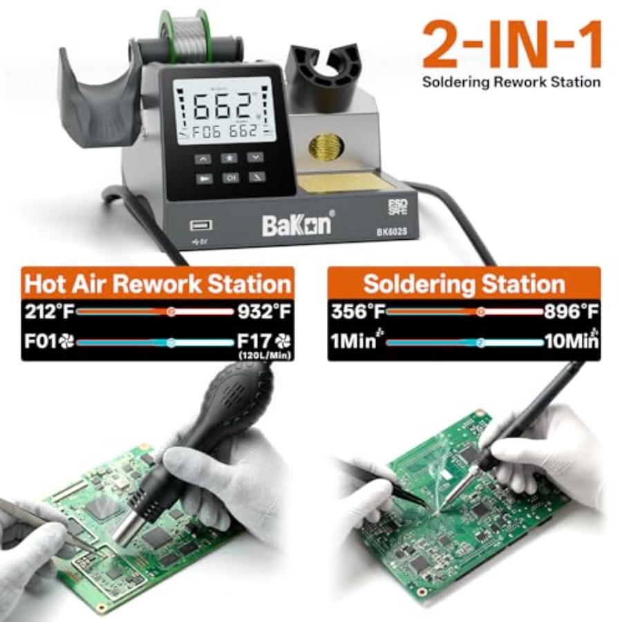 BK602S 2 in1 Soldering Iron Ho - Diy Electronics Workstation ulasan dan harga