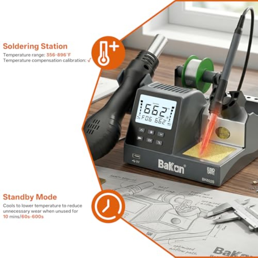 BK602S 2 in1 Soldering Iron Ho - Diy Electronics Workstation ulasan dan harga